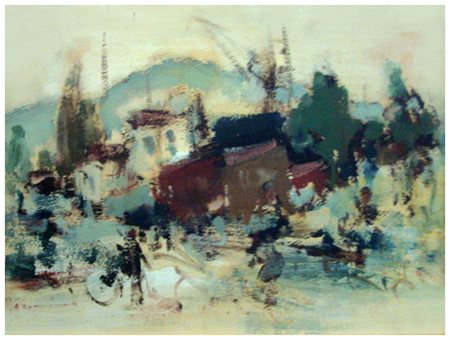 ALVARO DANTI Livorno 1911 – Livorno 1985 Senza titolo Olio su tavola 30 x 40....