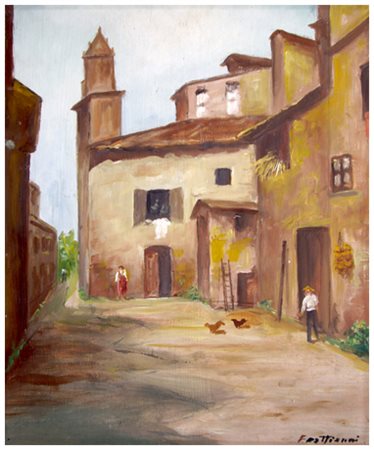 DOMENICO FRATTIANNI Senza titolo Olio su faesite 39,3 x 32,5. Firma in b. a...