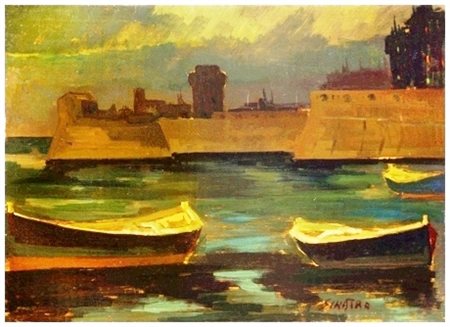 SINATRA Fortezza vecchia 1967 Olio su tavola 35 x 50. Firma in b. a d.; sul...