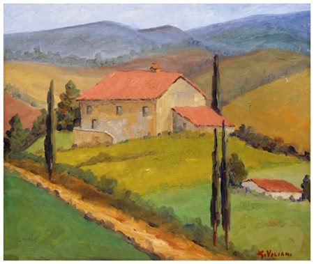 GINO VOLIANI Livorno 1920 – Livorno 2000 Paesaggio a Colognole 1973 Olio su...