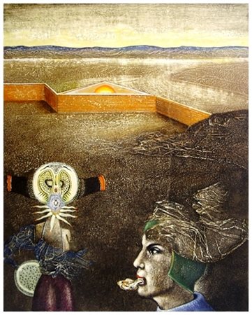 ANTONIO CALDARERA Messina 1942 Senza titolo 1981 Olio su faesite 30 x 25....