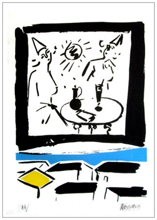 SANTE MONACHESI Macerata 1910 – Roma 1991 Senza titolo Serigrafia a colori...