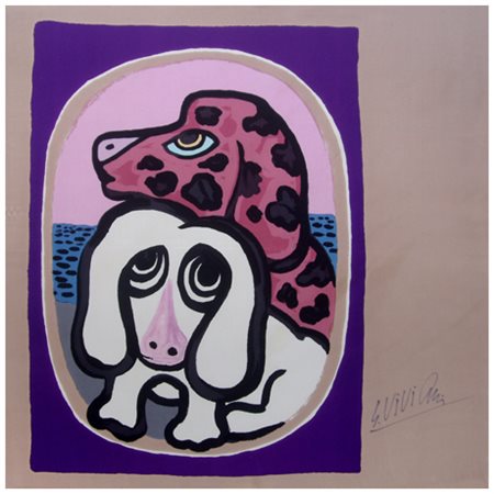 GIUSEPPE VIVIANI Agnano Pisano 1898 – Pisa 1965 I cani (foulard) 1964...