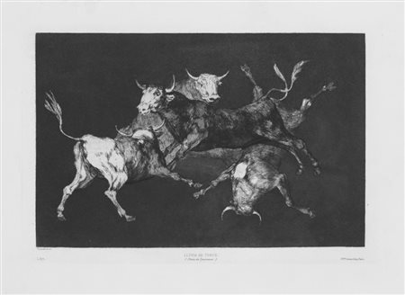 Goya Y Lucientes Francisco LLUVIA DE TOROS Acquaforte, acquatinta e...