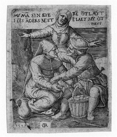 Massys Cornelis ALLEGORIA DELL’ADULTERIO. 1549 Bulino. mm 82x65. Hollstein...