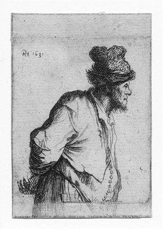 Rembrandt Harmenzoon van Rijn CONTADINO CON LE MANI DIETRO LA SCHIENA. 1631...