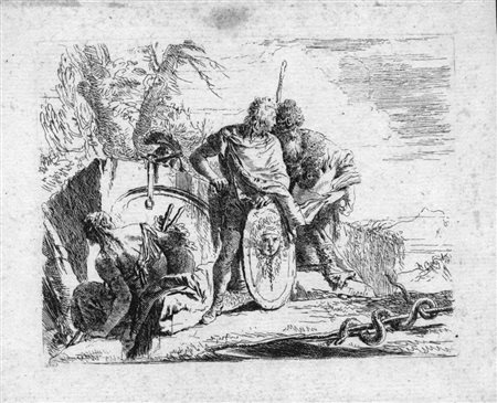 Tiepolo Giovanni Battista L’ASTROLOGO E IL GIOVANE SOLDATO Acquaforte. mm...