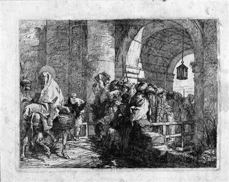 Tiepolo Giandomenico LA SACRA FAMIGLIA ARRIVA ALLA PORTA DI UNA CITTÀ...