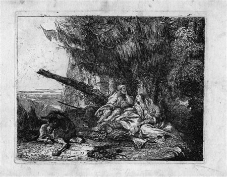 Tiepolo Giandomenico LA SACRA FAMIGLIA RIPOSA SOTTO UN ABETE. 1752 Acquaforte...