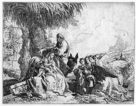 Tiepolo Giandomenico RIPOSO DURANTE LA FUGA IN EGITTO. 1750 Acquaforte e...