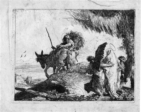 Tiepolo Giandomenico MARIA SOSTENUTA DA DUE ANGELI SEGUE GIUSEPPE Acquaforte...