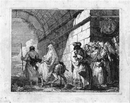 Tiepolo Giandomenico LA SACRA FAMIGLIA ESCE DALLA CITTÀ Acquaforte e bulino....