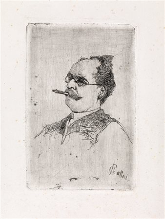 Fattori Giovanni RITRATTO DI UOMO CON BOCCHINO Acquaforte. mm 157x103....