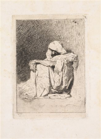 Fortuny Y Marsal ÁRABE SENTADO Acquaforte. mm 138x102. Foglio: mm 280x210....