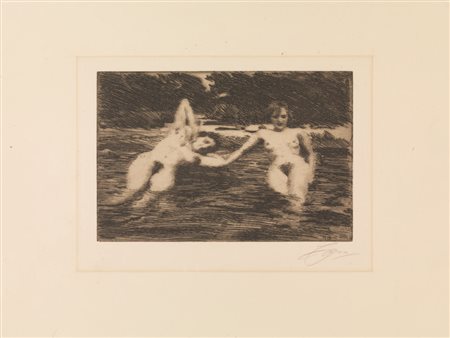Zorn Anders WATER NYMPHS – NAJADER. 1918 Acquaforte. mm 157x238. Foglio: mm...