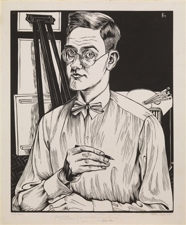 Felixmüller Conrad AUTORITRATTO CON LA MATITA. 1927 Xilografia. mm 498x397....