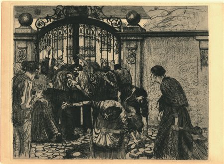 Kollwitz Käthe STURM. 1897 Acquaforte e smeriglio. mm 235x296. Klipstein, 33....