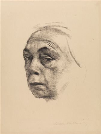 Kollwitz Käthe AUTORITRATTO. 1924 Litografia. mm 290x225. Foglio: mm 493x370....