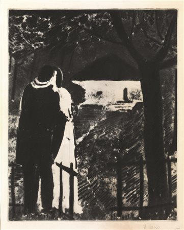 Martini Arturo IL BACIO. 1930 Acquaforte.mm 335x270. Foglio: mm 570x465....