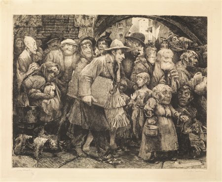 Marfori Savini Filippo FOLLA DOLORANTE. 1927 Acquaforte. mm 417x520. Foglio:...