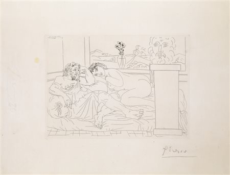 Picasso Pablo LE REPOS DU SCULPTEUR IV. 1933 Acquaforte su rame mm 191x265....