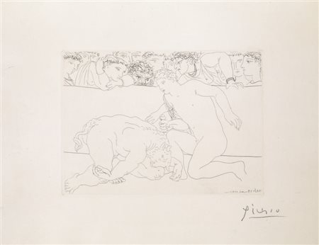 Picasso Pablo MINOTAURE VAINCU. 1933 Acquaforte su rame mm 190x266. Foglio:...