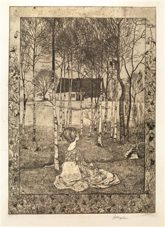 Vogeler Heinrich FRÜHLING. 1896 Acquaforte. mm 349x249. Foglio: mm 425x306....