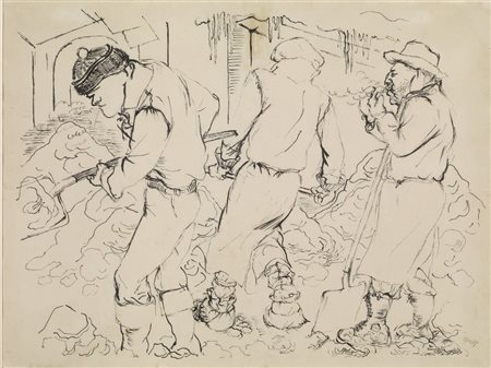 Grosz George SPALATORI DI NEVE Penna e inchiostro nero su carta. mm 480x630....