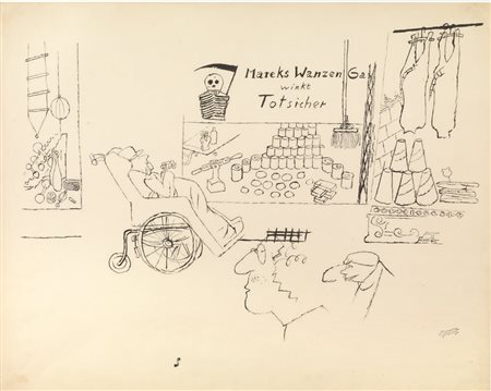 Grosz George MAREKS WANZEN GAS WIRKT TOTSICHER Inchiostro nero su carta...