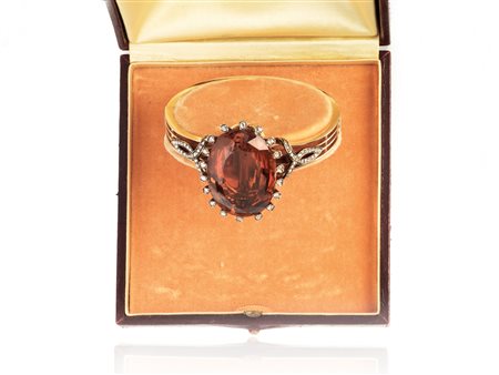 BRACCIALE RIGIDO IN ORO ROSA, ORO GIALLO, DIAMANTI E QUARZO CITRINO, FINE...