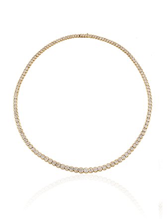 COLLANA TENNIS IN ORO GIALLO E DIAMANTI ad una linea di centoventinove...