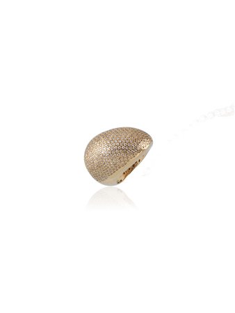 ANELLO IN ORO GIALLO E DIAMANTI disegnato come una fascia bombata asimmetrica...