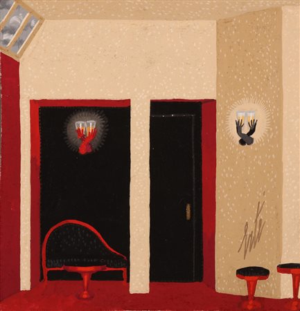 ERTE' (1892 - 1990) Senza titolo. Tempera su carta. Cm 15,20 x 16,00. Firma...