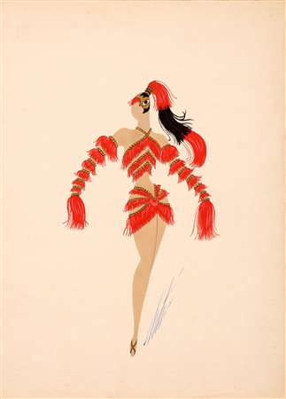 ERTE' (1892 - 1990) Les Nouvelles. Tempera su cartoncino. Cm 27,00 x 37,00....