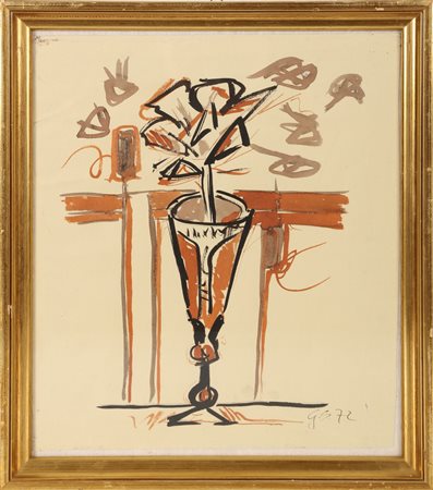 SUTHERLAND GRAHAM (1903 - 1980) Composizione. 1972. Tecnica mista su carta....