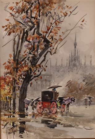 RAIMONDI ALDO (1902 - 1998) Il Duomo. Acquarello su carta. Cm 35,00 x 51,00....