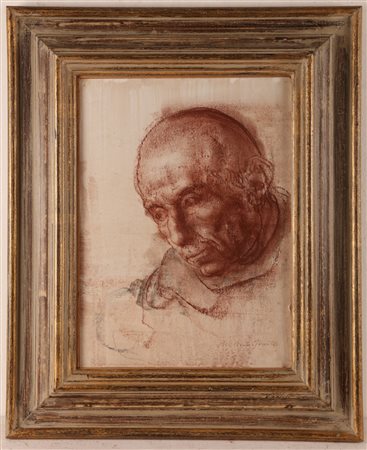ANNIGONI PIETRO (1910 - 1988) Volto d'uomo. Sanguigna su carta . Cm 28,00 x...