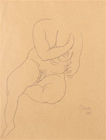 GROSZ GEORGE (1893 - 1959) Senza titolo. Double face. 1913. Matita su carta....