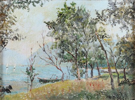 DOLCI MARTINO (1912 - 1994) Paesaggio. Olio su faesite. Cm 40,00 x 30,00....