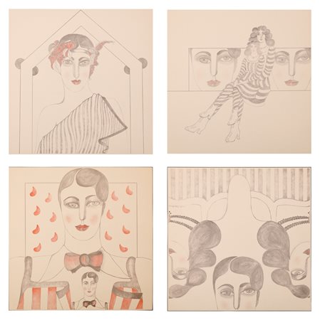 ZUNINO GUGA RENATA Lotto composto da n. 4 fogli. 1984. Stampa. Cm 36,00 x...