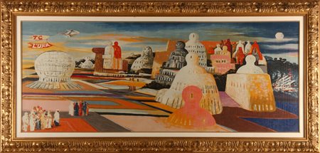 FIUME SALVATORE (1915 - 1997) Tg Luna. 1983. Serigrafia polimaterica. Cm...