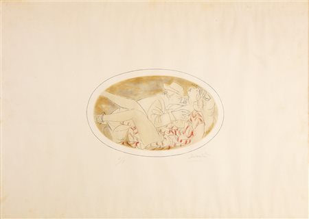 MANZU' GIACOMO (1908 - 1991) Amanti. 1978. Acquaforte, acquatinta. Cm 70,00 x...