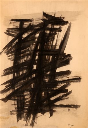 NIGRO MARIO (1917 - 1992) Senza titolo. Tecnica mista su carta. Cm 34,00 x...