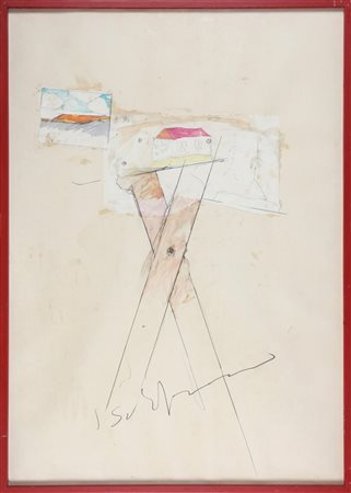 SCHIFANO MARIO (1934 - 1998) Senza titolo. Tecnica mista su carta. Cm 70,00 x...