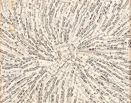 CARMASSI ARTURO (n. 1925) Serenata Luna d'argento. Collage su tela. Cm 46,50...