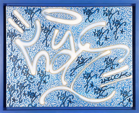 ORTIZ ANGEL (n. 1967) Blues. 2004. Olio e spray su tela. Cm 78,00 x 62,00....