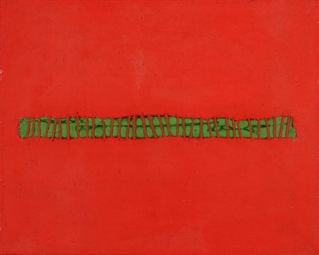 BRACCI CARLO (1935 - 2003) Rosso e verde 308. Tecnica mista su tela. Cm 60,00...