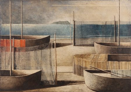 SCUFFI MARCELLO (n. 1948) Marina. 2011. Olio su tela . Cm 50,00 x 36,00....