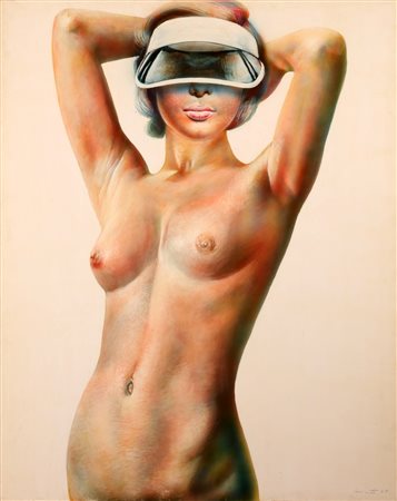 CAMINATI AURELIO (1924 - 2012) Arabella. 1975. Olio su carta telata. Cm 80,00...