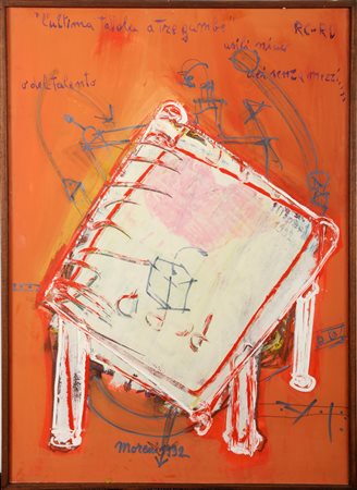 MORENI MATTIA (1920 - 1999) L'ultima tavola a tre gambe. 1992. Olio su carta...
